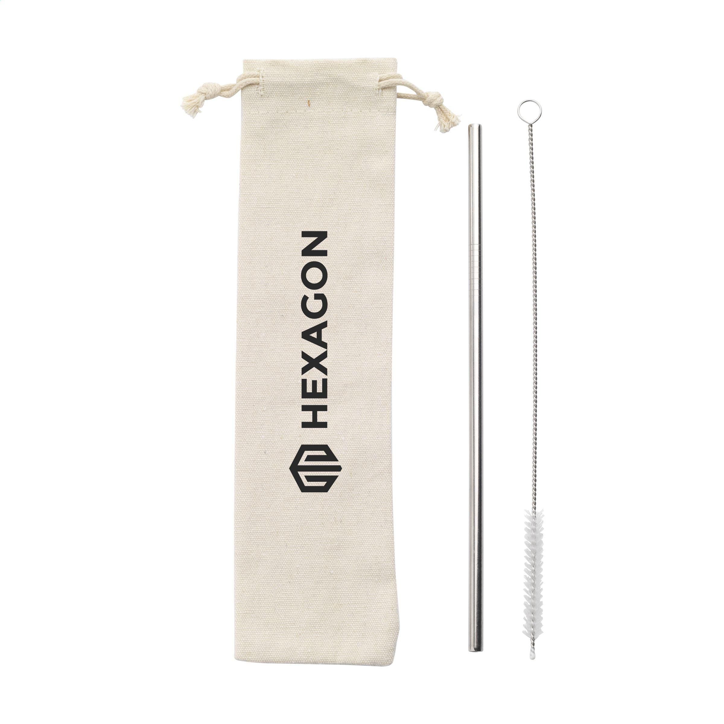 Reusable 1 piece ECO Straw Set stainless-steel straw (261277)
