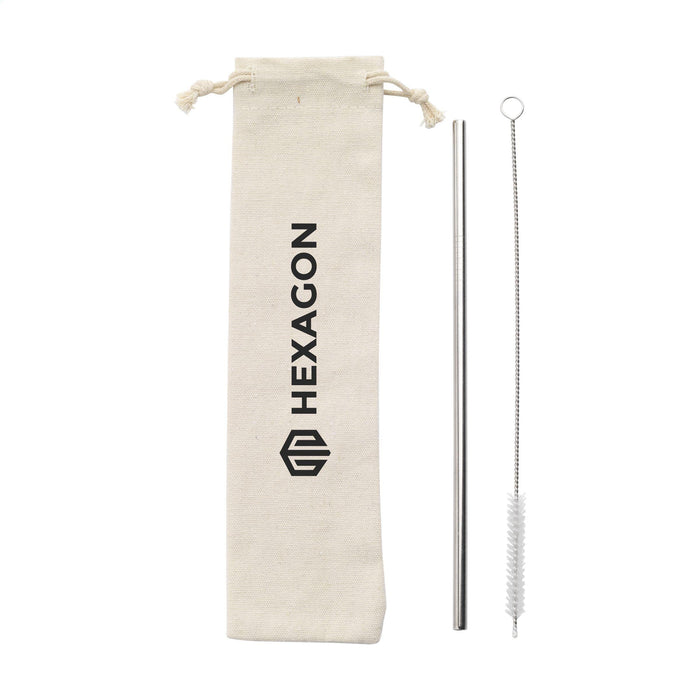 Reusable 1 piece ECO Straw Set stainless-steel straw (261277)