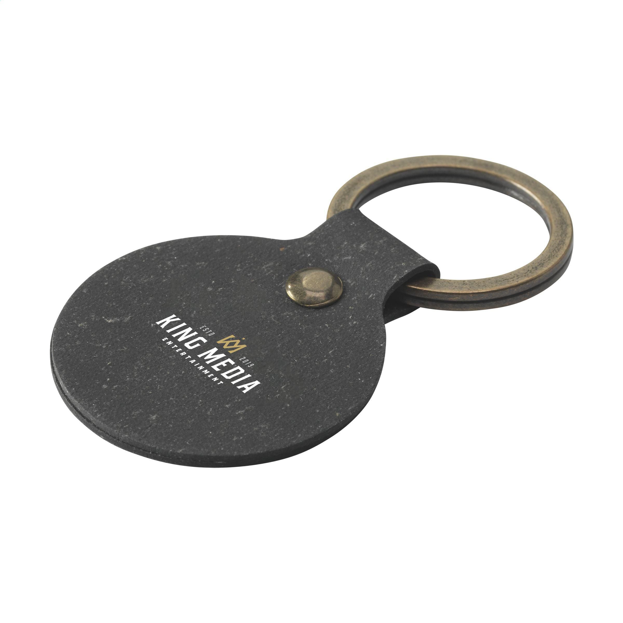 Recycled Leather Keyring Round (269463)